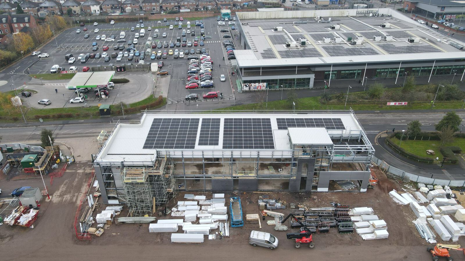 Aerial view of the Exploration Drive site during installation