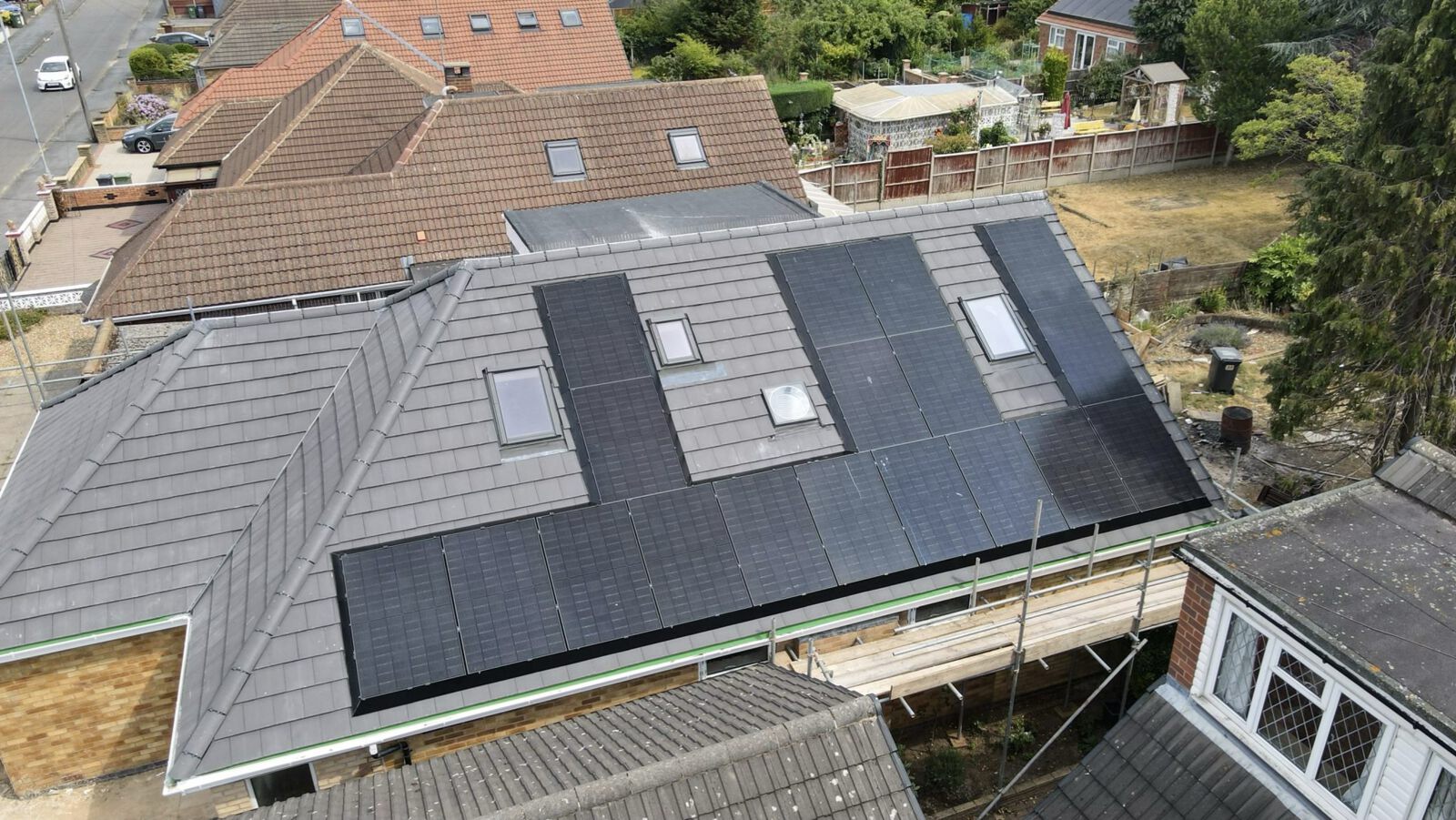 Solar panels on a family home