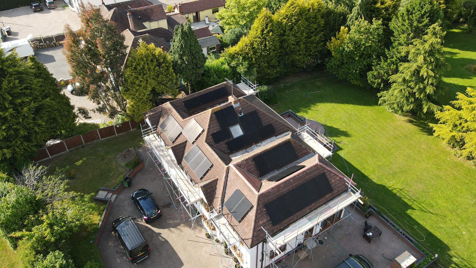 Solar panels on a detached family home