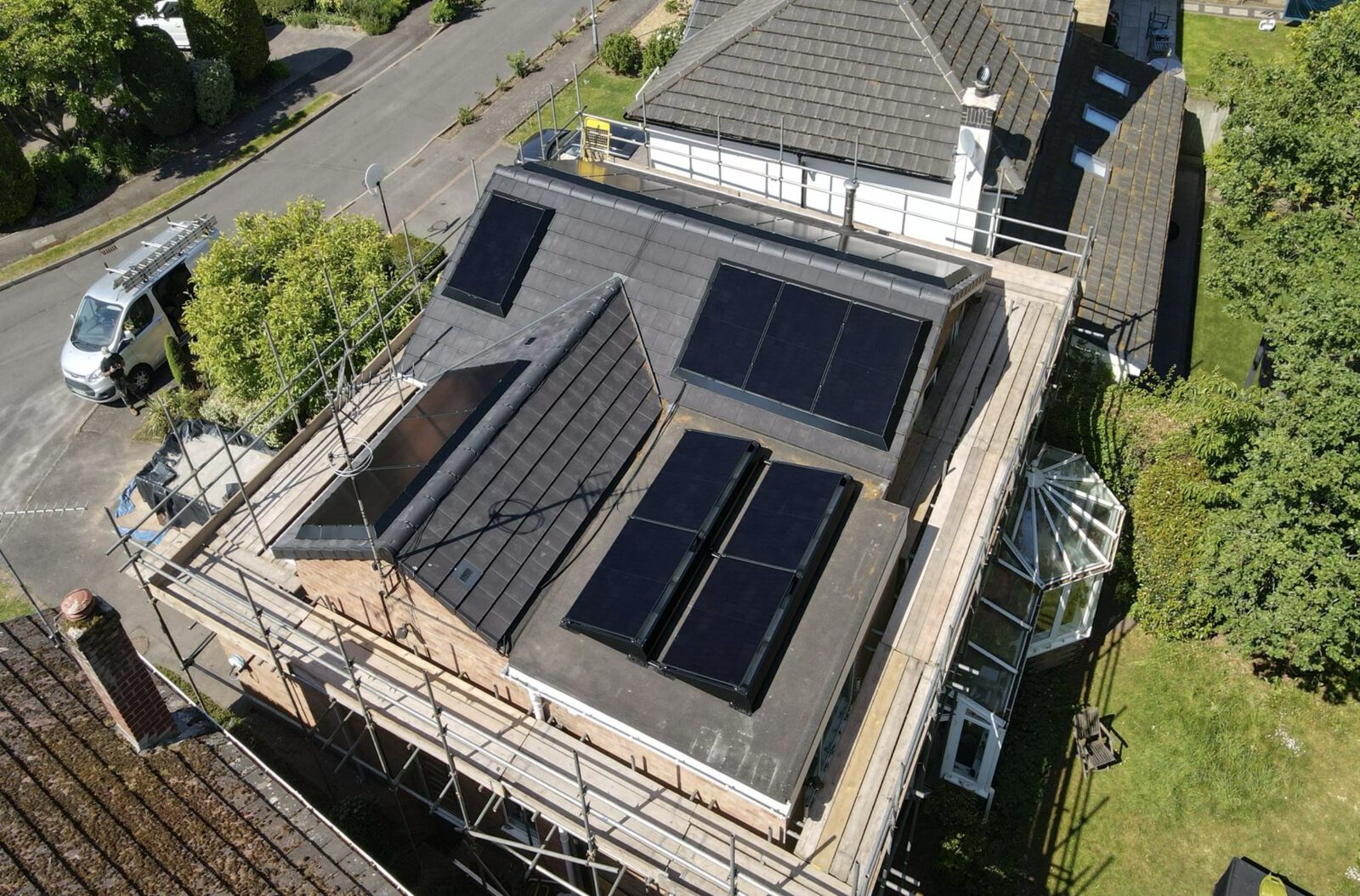 AIKO solar panels on the roof of a home at Rose Croft, Kenilworth