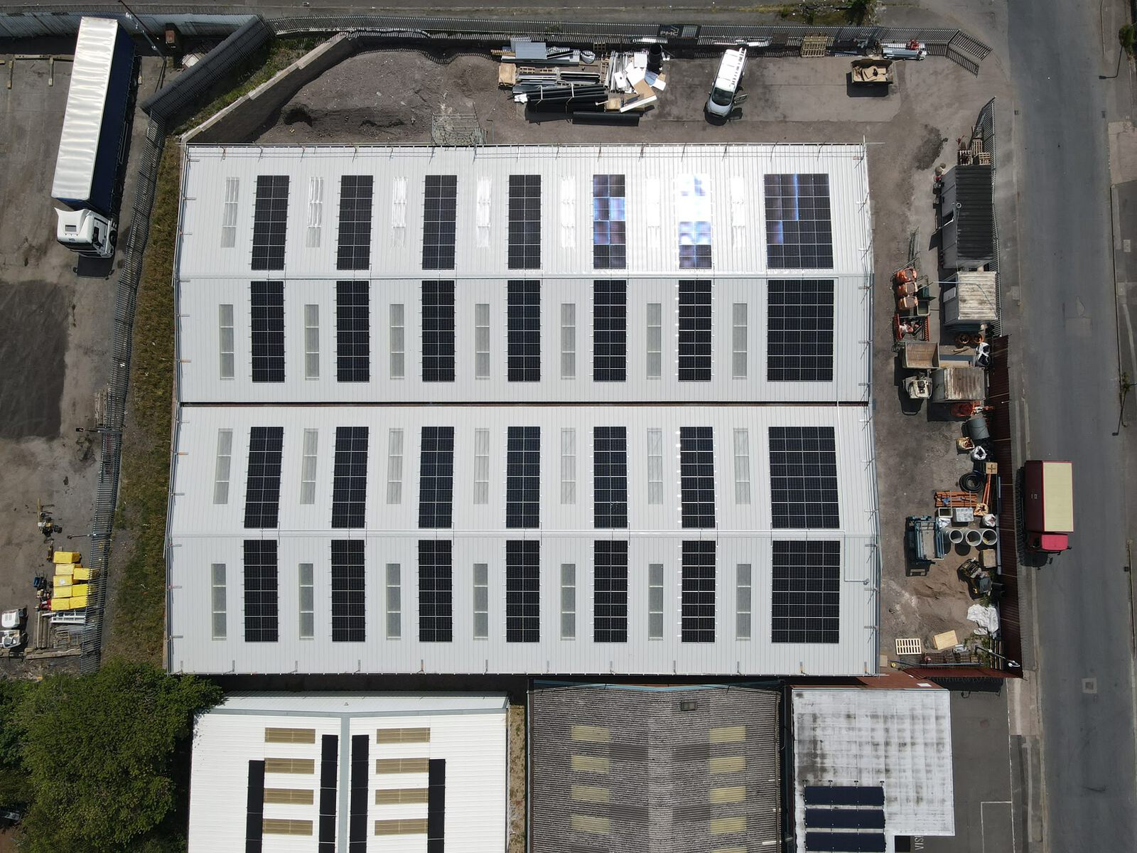 Solar array on an industrial unit roof
